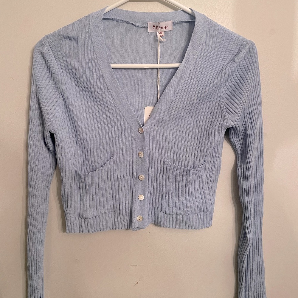 Light Blue 8Birdies Ribbed Cardigan